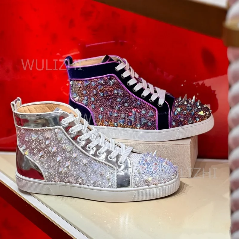 Running Gear For Women - Dark Purple Crystal Rivet Men Sneakers