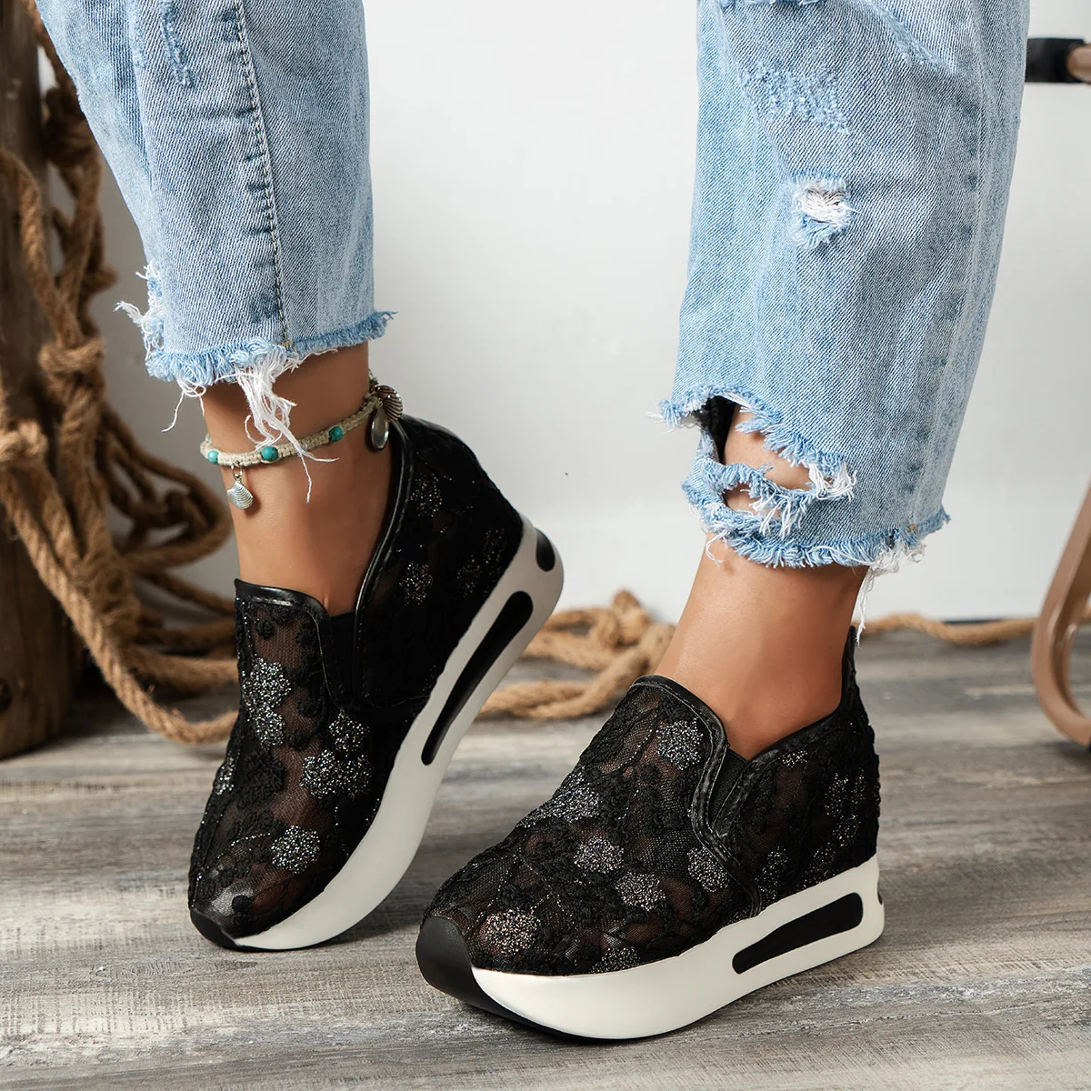 Lace Flats Platform Women Spor - Running Gear For Women 评论和价格